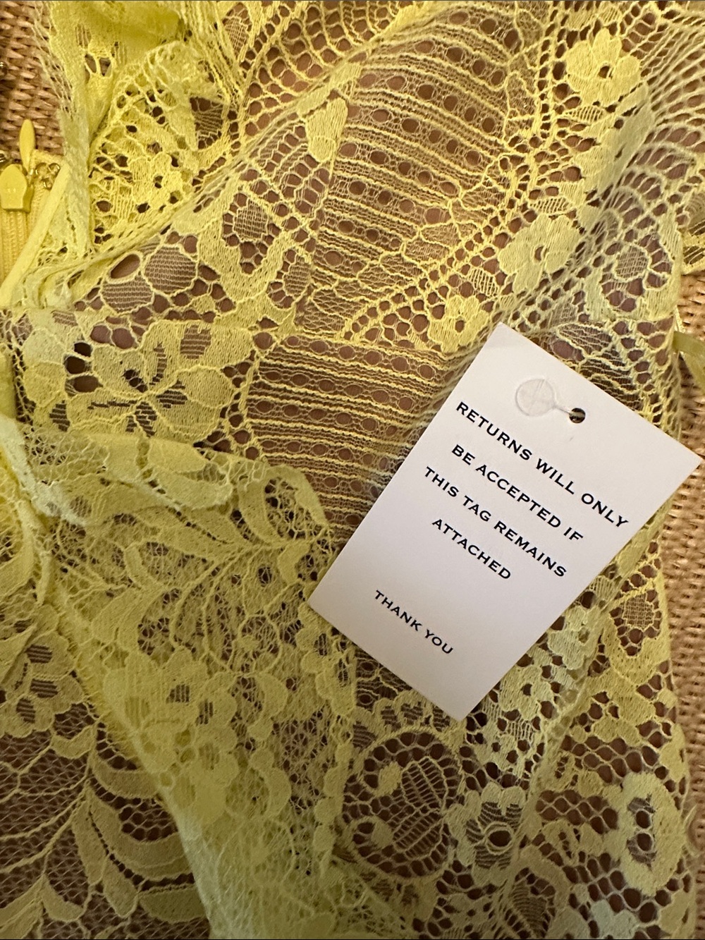 💜 #70 BNWT FOR LOVE & LEMONS Yellow Lace Ruffle Mini Dress $279 - Picture 4 of 12